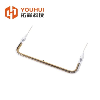 U-Shaped Flat Angle Single Tube Gold Coated Halogen Heating Lamp with High Filament Temperature